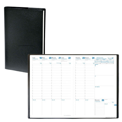 QUOVADIS - Agenda CONSUL avec répertoire couverture Impala noir 21x29,7cm - 1 semaine sur 2 pages
