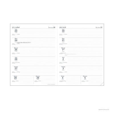 QUOVADIS - Recharge agenda LE PROFESSEUR - 21x27cm - 2 semaines sur 2 pages
