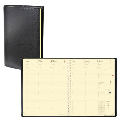 QUOVADIS - Agenda MANAGER avec répertoire couverture Soho noir ébène 21x27cm - 1 semaine sur 2 pages
