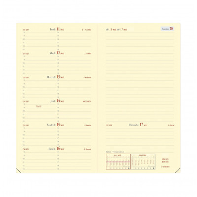 QUOVADIS - Recharge Italnote 8,8x17cm  - 1 semaine sur 1 page Horizontal+NOTE