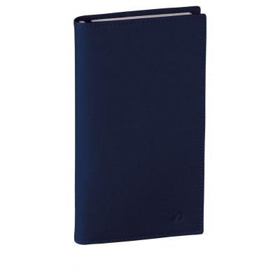 QUOVADIS - Agenda Italnote 8,8x17cm cuir pleine fleur Montebello - 1 semaine sur 1 page Horizontal+NOTE - Bleu Marine