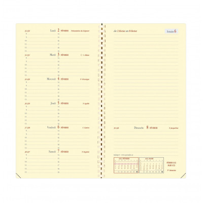 QUOVADIS - Recharge Italsept S 8,8x17cm  - 1 semaine sur 1 page Horizontal+NOTE
