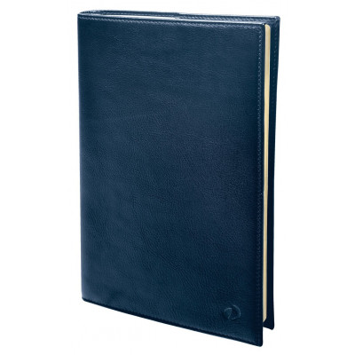 QUOVADIS - Agenda Randonnée Prestige 9x12,5cm cuir pleine fleur Montebello - 1 semaine sur 2 pages Vertical - Bleu Marine