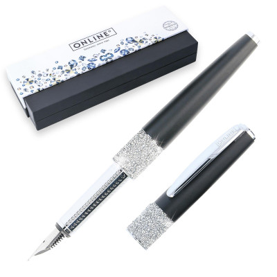 ONLINE - Stylo plume cristaux SWAROVSKI - noir - M (0,5 mm) - BLEU