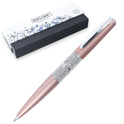 ONLINE - Stylo bille cristaux SWAROVSKI - or rose - M (0,5 mm) - NOIR