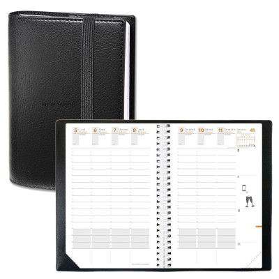 QUOVADIS - Agenda TIME&LIFE LARGE avec répertoire noir 16x24cm - 1 semaine sur 2 pages