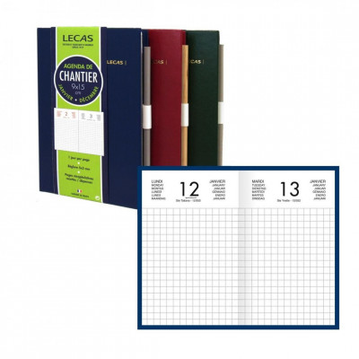 LECAS - Agenda Chantier - 1 jour par page 15 x 9 cm (COULEURS ALEATOIRES)