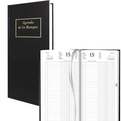 BREPOLS -Agenda de la Banque Jupiter Long 15,4 x 33 cm - Euros et centimes - 1 jour sur 2 pages