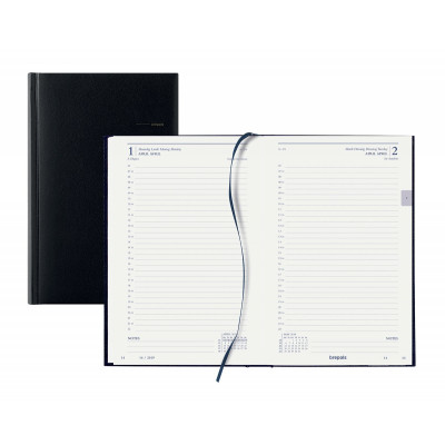 BREPOLS -Agenda format carré 13.3 x 20.8 cm - Règlure travers - Couverture noire - 1 jour par page