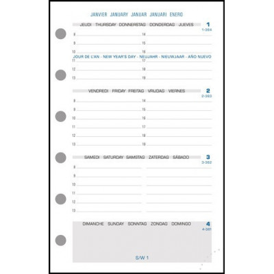 EXACOMPTA - Recharge agenda Exatime 14 - 8x12cm - 1 semaine sur 2 pages - HORIZONTAL