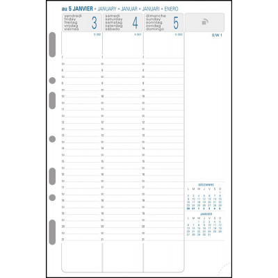 EXACOMPTA - Recharge agenda Exatime 21 - 210x142mm - 1 semaine sur 2 pages - VERTICAL
