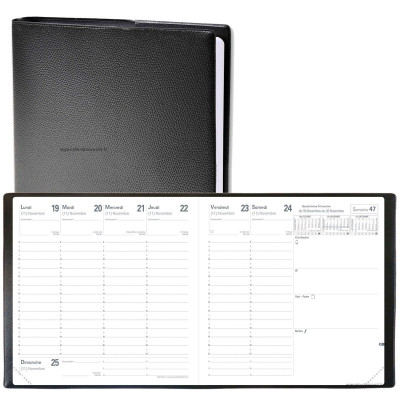 QUOVADIS - Agenda Direction® couverture Impala noir 24x24cm - 1 semaine sur 2 pages