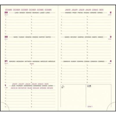 EXACOMPTA - Intérieur de rechange de semainier de poche Eurotime 16 tranche or répertoire et atlas - 160 x 85 mm