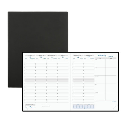 EXACOMPTA - Agenda Horizons 22 - 22,5x18,5cm - 1 semaine sur 2 pages - NOIR