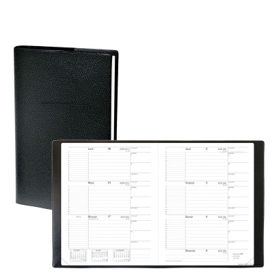 QUOVADIS - Agenda Le principal 18 x 24 cm - 1 semaine sur 2 pages  couverture impala noir