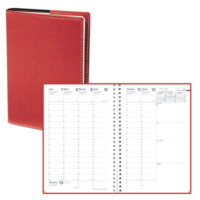 QUOVADIS - Agenda Ministre S à spirales Septembre à Septembre 16 x 24 cm couverture Club Rouge