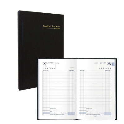 BREPOLS -Agenda Perpétuel de caisse Journalier 13.3x21 noir