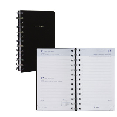 BREPOLS -Agenda Breform - 10x16,5cm - 1 jour par page couverture noir Polypro