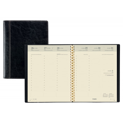 BREPOLS -Agenda Timing - 17,2x22cm - 1 semaine sur 2 pages couverture noir Palermo