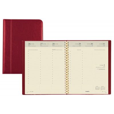 BREPOLS -Agenda Timing - 17,2x22cm - 1 semaine sur 2 pages couverture rouge Palermo