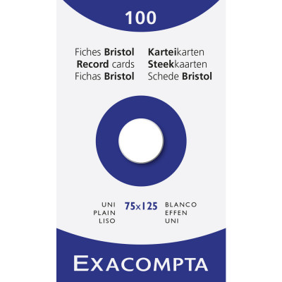 100x Fiches bristol EXACOMPTA - 7,5x12,5cm UNI - BLANC