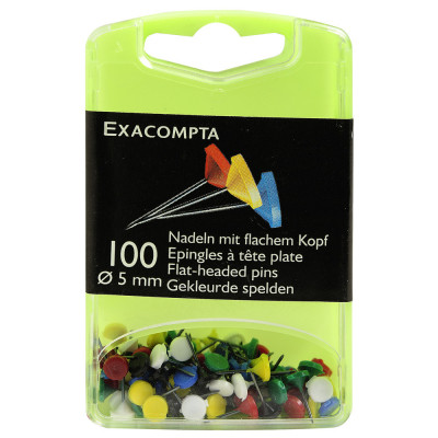 Epingles signalisation à tête plate EXACOMPTA - 8x11mm (COLORIS ASSORTIS)