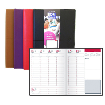 OXFORD - Agenda Voyage 16x24cm - 1 semaine sur 2 pages (COULEURS ALEATOIRES)
