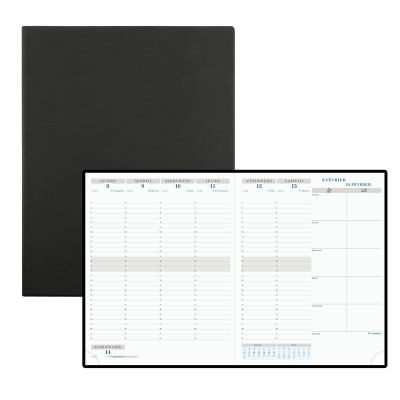 EXACOMPTA - Agenda Horizon 27 - 27x21 cm - 1 semaine sur 2 pages - NOIR
