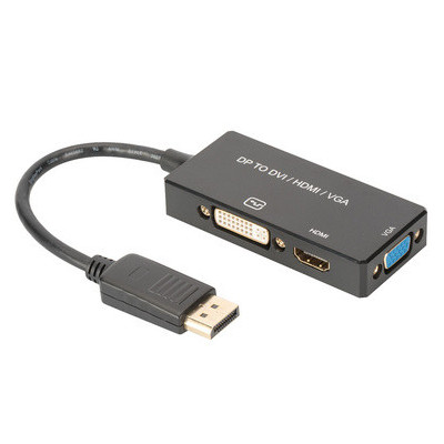 Convertisseur 3en1 DisplayPort 1.2 DP- HDMI+DVI+VGA - DIGITUS