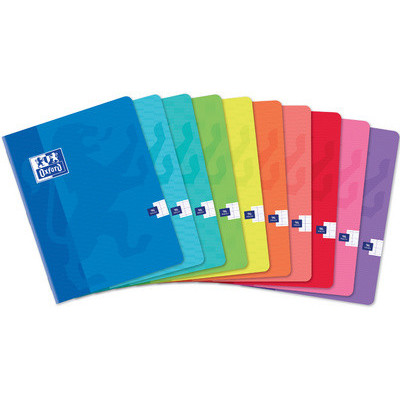 Cahier 17x22cm - OXFORD- 96ppetits carreaux 5x5mm(COULEURS ALEATOIRES)