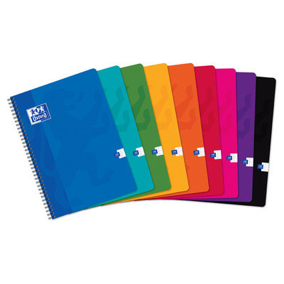 Cahier spirale 21x29,7cm A4 - OXFORD- 180ppetits carreaux 5x5mm(COULEURS ALEATOIRES)