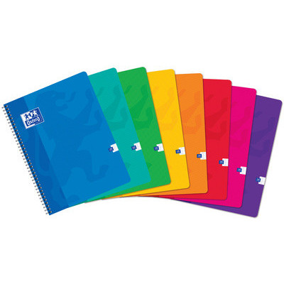 Cahier spirale 24x32cm - OXFORD- 180ppetits carreaux 5x5mm(COULEURS ALEATOIRES)