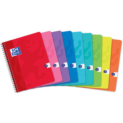 Cahier spirale 17x22cm - OXFORD- 180ppetits carreaux 5x5mm(COULEURS ALEATOIRES)