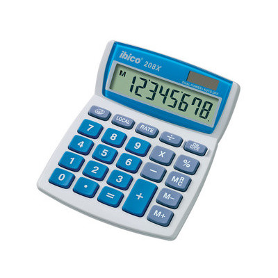 Calculatrice bureau solaire IBICO 208X - 8 chiffre - GRIS/BLEU