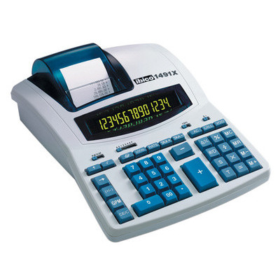 Calculatrice imprimante pro IBICO Thermique 1491X - 14 chiffres - GRIS/BLEU