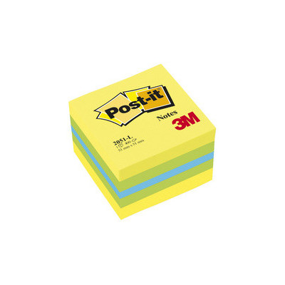 Notes repositionnables Post-it Cube mini - 5,1x5,1cm - 400 feuilles - JAUNE/BLEU