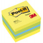 Notes repositionnables Post-it Cube mini - 5,1x5,1cm - 400 feuilles - JAUNE/BLEU