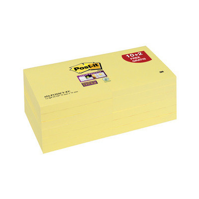 12x Blocs - Post-it Super Sticky Note - 47,6x47,6mm - JAUNE