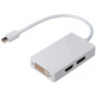 Convertisseur 3en1 - DisplayPort 1.1a Mâle mDP+HDMI-A+DVI- DIGITUS