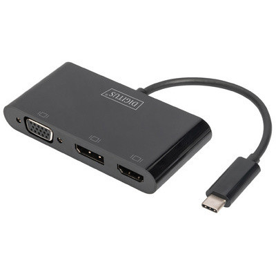 Adaptateur graphique Displayport triple USB-C 3en1 (HDMI/DP/VGA) - DIGITUS