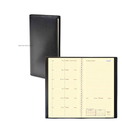 QUOVADIS - Agenda ITALSEPT S à spirale - Soho noir ebene  - 8,8x17cm - 1 semaine sur 2 pages + répertoire