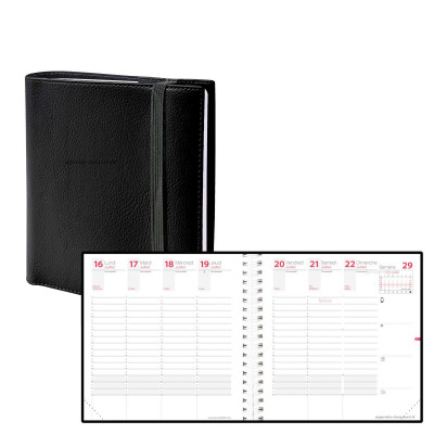 QUOVADIS - Agenda TIME&LIFE MEDIUM noir Septembre - 16x16cm - 1 semaine sur 2 pages
