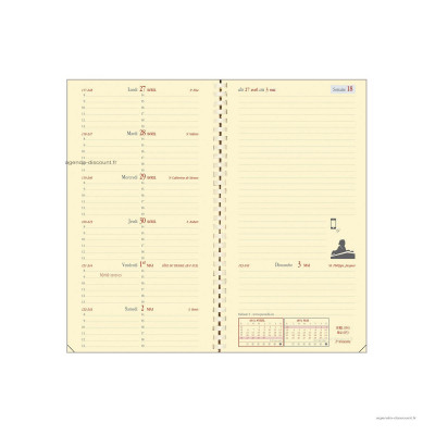 QUOVADIS - Recharge pour agenda ITALNOTE S à spirale format 8,8x17cm