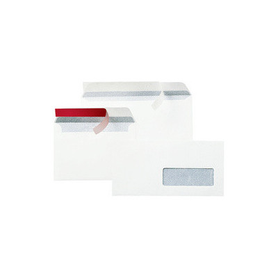 500x Enveloppes bande adhésive 110x220mm - GPV (DL)+ fenêtre - BLANC