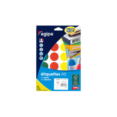 2058x Etiquettes rondes AGIPA- Ø8mm - (COULEURS ASSORTIS)