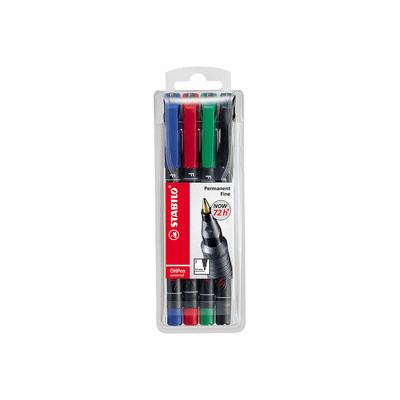 Lot x4 Stylos feutre permanents - STABILO OHPen universal - 0,4mm- (COULEURS ASSORTIES)