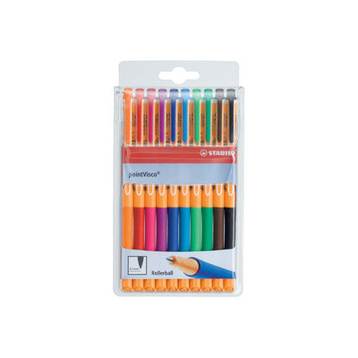 Lot 10x Stylos billes - STABILO PointVisco - 0,5mm- (COULEURS ASSORTIES)