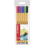 Lot x6 stylos feutre - STABILO Fineliner Point 88 - 0,4mm- (COULEURS ASSORTIES)