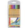 Lot x6 stylos feutre - STABILO Fineliner Point 88 - 0,4mm- (COULEURS ASSORTIES)