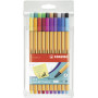 Lot x6 stylos feutre - STABILO Fineliner Point 88 - 0,4mm- (COULEURS ASSORTIES)